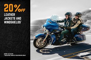 Wind 💨 in your face? Nope. Bugs 🐝 on your shirt? Nope. 20% OFF Windshields and Leather 🧥 Jackets*? Yep. | Stampede Harley-Davidson