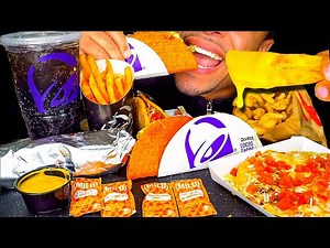 ASMR Taco Bell Nacho Cheesy Fries Cinnamon Twist Mukbang Fast Food *Savage Eating* No Talking Jerry