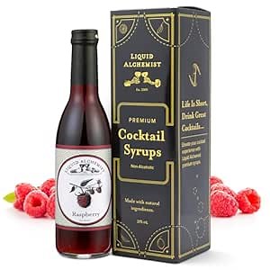 Liquid Alchemist Raspberry Syrup for Drinks - Real Ingredients Make the Perfect Summer Cocktail or Margarita Mix - Our Raspberry Cocktail Syrup is Non-GMO & Vegan (12.7 oz)