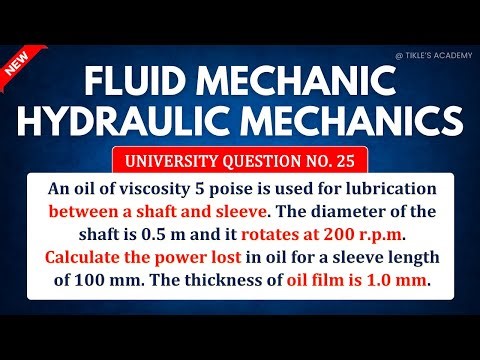 FLUID MECHANICS | HYDRAULIC MECHANICS | UNIVERSITY EXAM QUE 25 ‪@TIKLESACADEMY‬