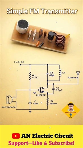 Simple FM Transmitter Circuit | #shortsfeed #shorts #viral