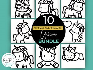 Unicorn Paint Party Printable Bundle| DIY Paint Party Printable| Printable Images for Paint Party, Kids Paint Party Printable Pngs - Etsy