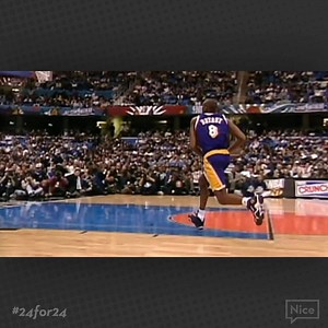 #24for24 - Eighteen-Year-Old Rookie Kobe Bryant electrified the 1997 NBA Slam Dunk Contest on the heels of his 31-point performance in the Rookie Challenge earlier in the day. The Dunk Contest was packed with basketball greats and celebrities on hand including Kobe’s good friend and former prom date, Brandy. Kobe narrowly advanced to the final round of the contest by just one point. Kobe was the first to go for the final round scoring 49 points of 50 that was impossible for the others to catch. 