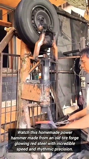 Traditional Blacksmith Using Creative Homemade Tool To Forge Iron