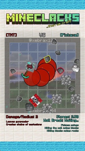 TNT vs Pickaxe #minecraft #explosion #satisfying #weaponball #pvp