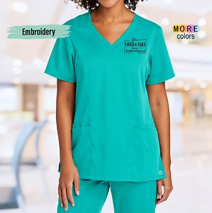 Embroidered Scrub Women's V Neck, Hospital Scrub V Neck, Personalized Embroidered Scrub V Neck, Custom Premiere Flex V Neck Top (WW4168) - Etsy