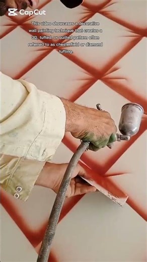 creates a 3D, tufted on wall design #interiordesign #paintingtechniques #wall