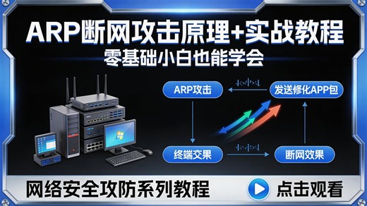 零基础学网络安全：ARP 断网攻击原理与防御方法，7 步掌握核心技巧，搞定校园网 / 公司网断网问题，小白也能快速学会防攻击