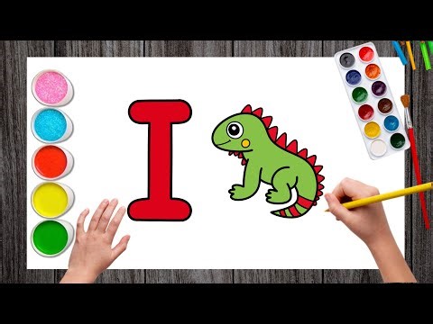 How to Draw Alphabet I for Iguana Easy | Iguana Drawing | Alphabet Drawing | I for Iguana