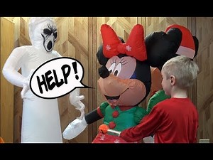 Max Saves Minnie and Mickey Mouse From Naughty Ghost Inflatable! Plus Tour of Holiday Blow Ups
