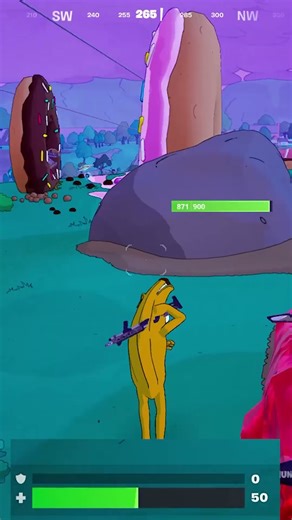 Banana Peely doing donuts while donuts falling In Fortnite Simpsons Season #fortnite #simpsons