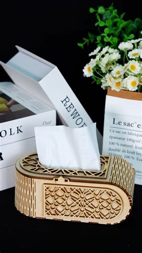 Crafting the Perfect Wooden Tissue Box with Thunder Bolt #woodworking #lasercut #homedecor