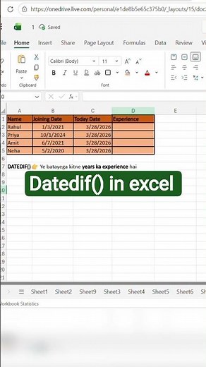 Excel DATEDIF Function Tutorial | Calculate Date Differences Easily