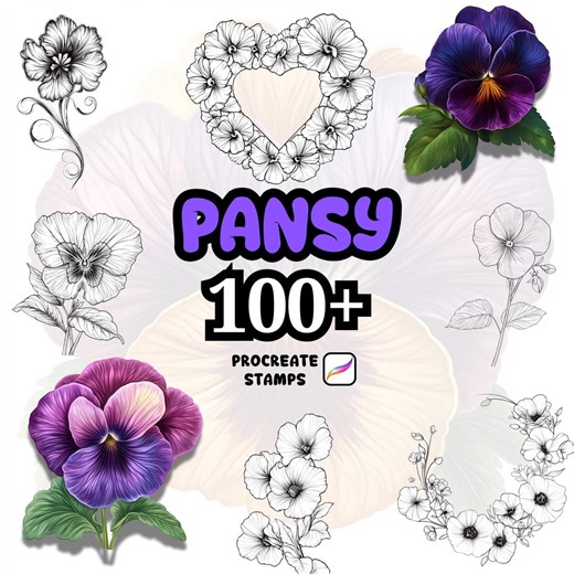 Procreate Flower Brushes, 100+ Pansy Flower Procreate Brushes, Floral Procreate, Procreate Brushes, Plants, Wild Flowers, Pansy Flower - Etsy