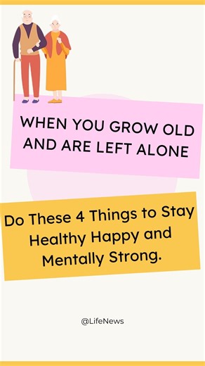 🌟 When You Grow Old and Are Left Alone, Do These 4 Things to Stay Healthy, Happy, and Mentally Strong 🌟 Growing old doesn’t have to mean living in loneliness or sadness. Many seniors over 60, 70, and even 80 find themselves living alone — but with the right habits, you can still enjoy a life full of health, happiness, and emotional strength. In this video, you’ll discover: ✅ 4 daily habits seniors must follow to stay mentally strong when living alone ✅ How to overcome loneliness in old age and