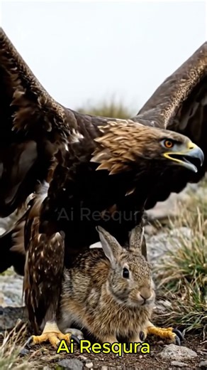 Eagle Protects Injured Rabbit | Heroic Wildlife Moment 🦅🐇❤️ #Shorts