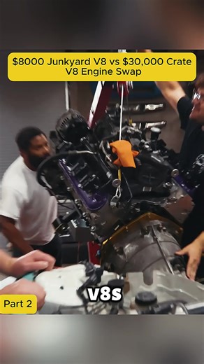 2-$8000 Junkyard V8 vs $30,000 Crate V8 Engine Swap #engineering #repair #cars #fyp #rebuild
