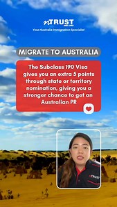 The Subclass 190 Visa is an Australian visa that gives you 5 extra points when you’re nominated by a state or territory. This makes it easier to qualify and become an Australian permanent resident. Want to know more? Contact us. 📞 65 6299 0245 📧 migrate@ntrust.com.sg 🌐 https://ntrust.com.sg/free-assessment/ #australiavisa #australiapr #skilledmigration #migratetoaustralia #immigratetoaustralia | NTRUST - Australia Immigration Specialists