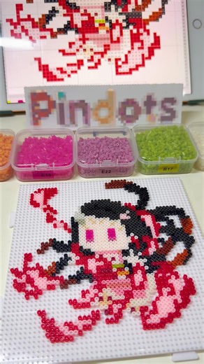 Pindots on Instagram: "✨ Nezuko Kamado in her fierce “Exploding Blood” form… recreated bead by bead! 🔥🧵 #perlerbeads #fusebeads #pixelbeads #hamabeads #perlerbeadart #pixel #pixelartists #pixelarts #diy #dıy #diyprojects #diyproject #diycrafts #craft #satisfy #satisfying #satisfyingvideo #demonslayer #nezuko"