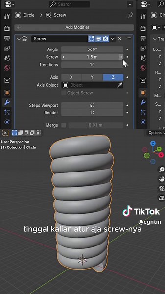 Membuat Coil Spring di Blender dengan mudah #3dblendertips #blender #3d #3dmodelling #3danimation #3dblend #Short #cgntm