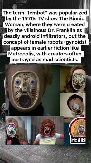 The term "fembot" was popularized by the 1970s TV show The Bionic Woman