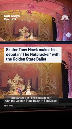 San Diego native and skateboarding legend Tony Hawk made a guest appearance in the Golden State Ballet's "The Nutcracker" during their show at the San Diego Civic Theater. | NBC News