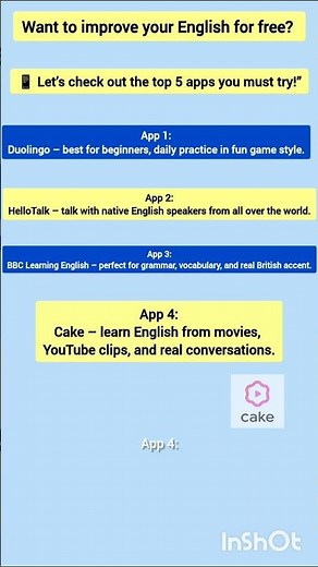 5 Best FREE English Learning Apps 📱 Improve English Fast! ✅ #shorts