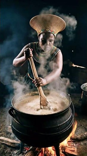 Epic Zulu War Dance & Tribal Brew 🛖🔥#tribalfood #tribalfeast #shorts