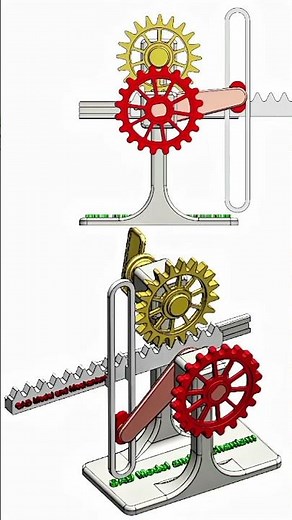Mechanical power transmission || Rotatory to linear motion | Rack and pinion gears system #3d #cad