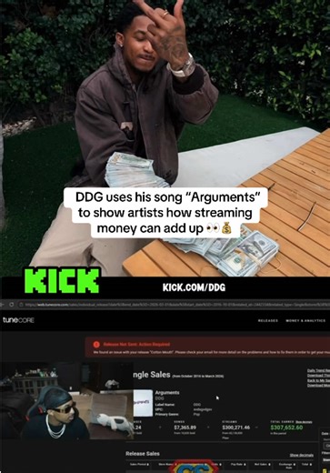 DDG uses his song “Arguments” to show artists how streaming money can add up 👀💰 #ddg #kickclips