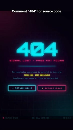 Neon Style 404 Error Page Design with Pure CSS!