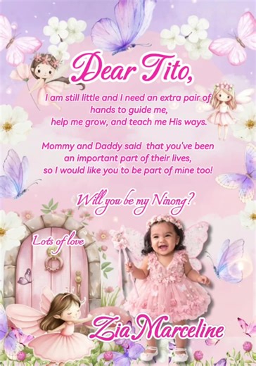 Godparents proposal Digital Invitation #godparents #proposal #fairy #baptism #foryoupage