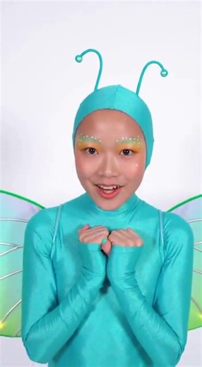 A teenager girls wears a lighting firefly lycra spandex costume