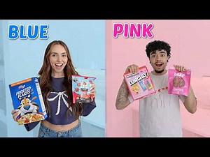 Eating Only ONE Color Of Food For 24 Hours! *BLUE vs PINK*