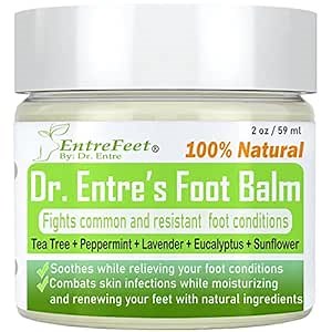 Dr. Entre's Foot Balm: Tea Tree Oil & Shea Butter Based - Organic Treatment Cream for Athletes Foot, Dry Feet, Cracked Heels, Itching, and Odor - Foot Care E-Book Included
