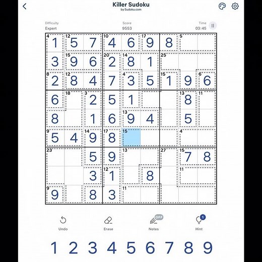Expert Killer Sudoku in 06.07 (no notes)