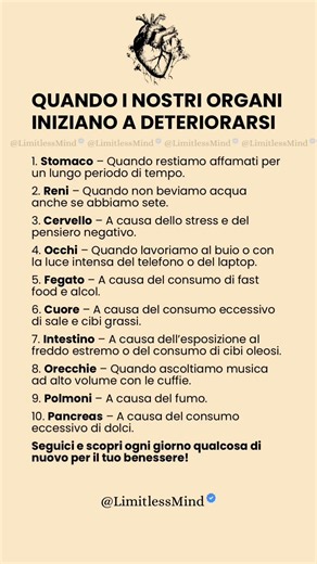 Quando i nostri organi iniziano a deteriorarsi
