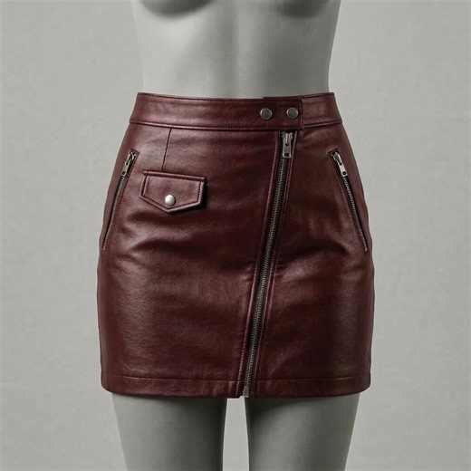 Front Zip Mini Skirt, High Waist Fitted Bottoms, Genuine Leather Women Wear, Pocket Detail Construction Lower-wear, Night Out Style Outfit - Etsy