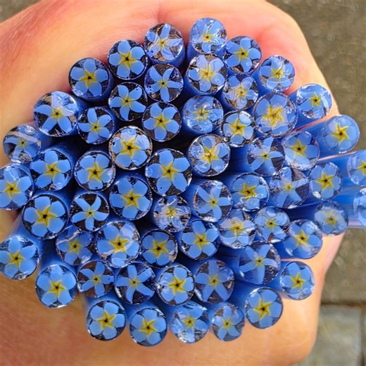 COE 90 Murrini Flower Murrini: Forget-me-not Medium Blue - 1 Oz Cane/sticks - Etsy