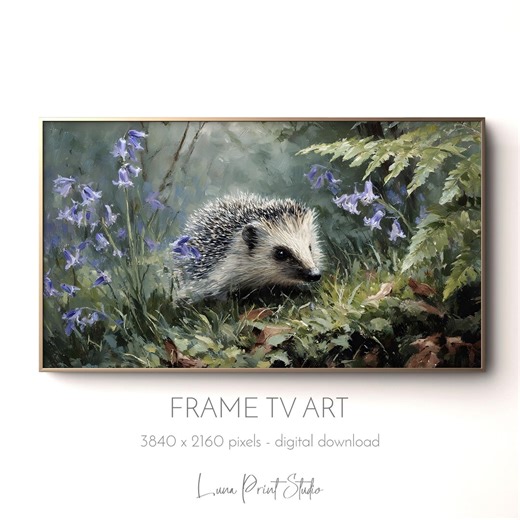 Spring Hedgehog Frame TV Art Bluebells Samsung TV Art Background Screensaver Antique Seasonal Wall Decor Woodland Flowers Oil Painting - Etsy UK