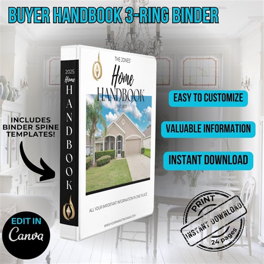 Home Handbook 3-ring Binder Template | Realtor Closing Gift | Real Estate Client Appreciation Tool - Etsy