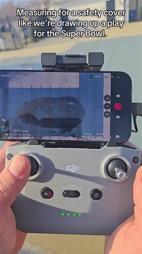 Measuring for a safety cover like we’re drawing up a play for the Super Bowl. #safetycover, #poolsafetycover #measuring #SuperBowl2026 #merlin | Pool Edge