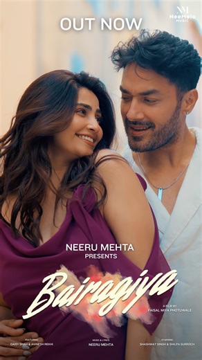 NeeMelo Music on Instagram: "“Bairagiya” a romantic love story is unfolded and topping the charts! Listen now! Presented by: Neeru Mehta Singers : Shashwat Singh & Shilpa Surroch Director: Faisal Miya Photuwale Featuring: Daisy Shah & Avinesh Rekhi Music & Lyrics: Neeru Mehta Recorded at: Jam8 Studios Music Programmer: Mriganka Bhattacharya Mix and Master: Hemaksh Kalsi Recording Engineer: Subhashree DOP: Jay Parikh & Aditya Bhansali Make-Up & Hair: Elody Line Producer: Aashika Mirza Choreograph