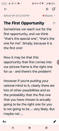 Essay - First Opportunity - by Dr Iain Barton - 10 September 2025