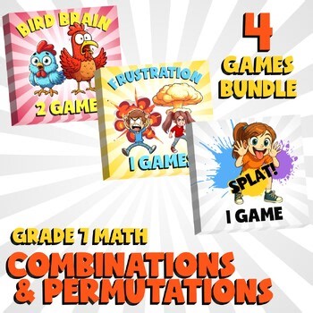 4 No Prep Math Games Bundle A - Combinations & Permutations - Grade 7 Review
