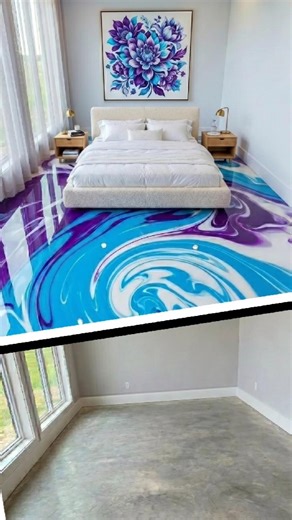 PURPLE AND BLUE LUXURIOUS BEDROOM😱🤯with EMERALD EPOXYFLOORING #epoxy #epoxyfloor #floor #renovation