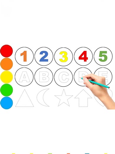 Learn to Write 12345 & ABCDE for Kids | Learn 2d shapes | Colors for toddlers