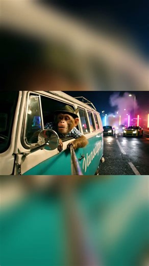 Dieser Affe braucht kein Nitro für seinen VW Bus!