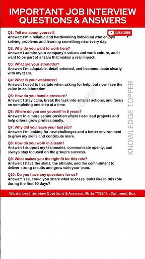 10 Most Important Job Interview Questions and Answers
