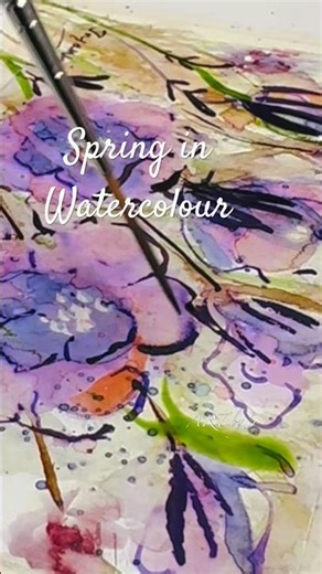 Spring Watercolour Flowers 🌸💜 | Mini Card Painting | Relaxing Art by J #watercolor